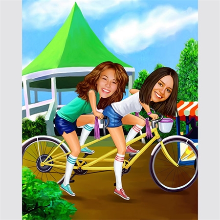 Biking Friends Caricature from Photos,by myDaVinci - myDaVinci